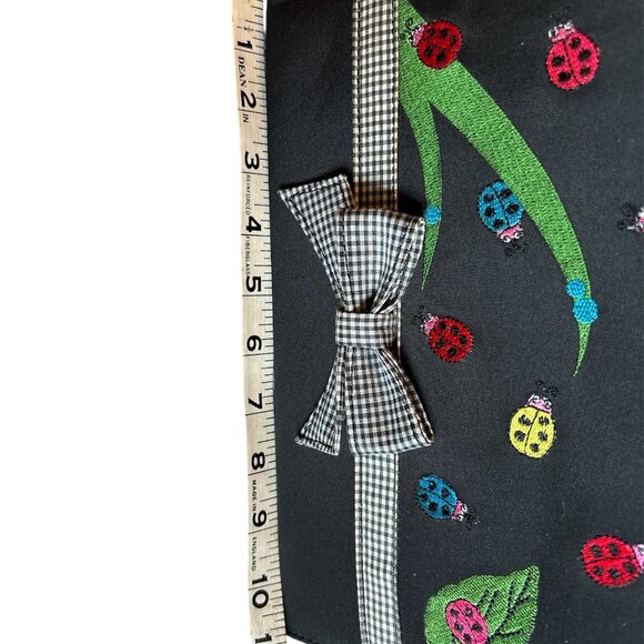 Embroidery Multi-colored and Black Ladybug Purse w/checkered Bow and Straps - Picture 12 of 13